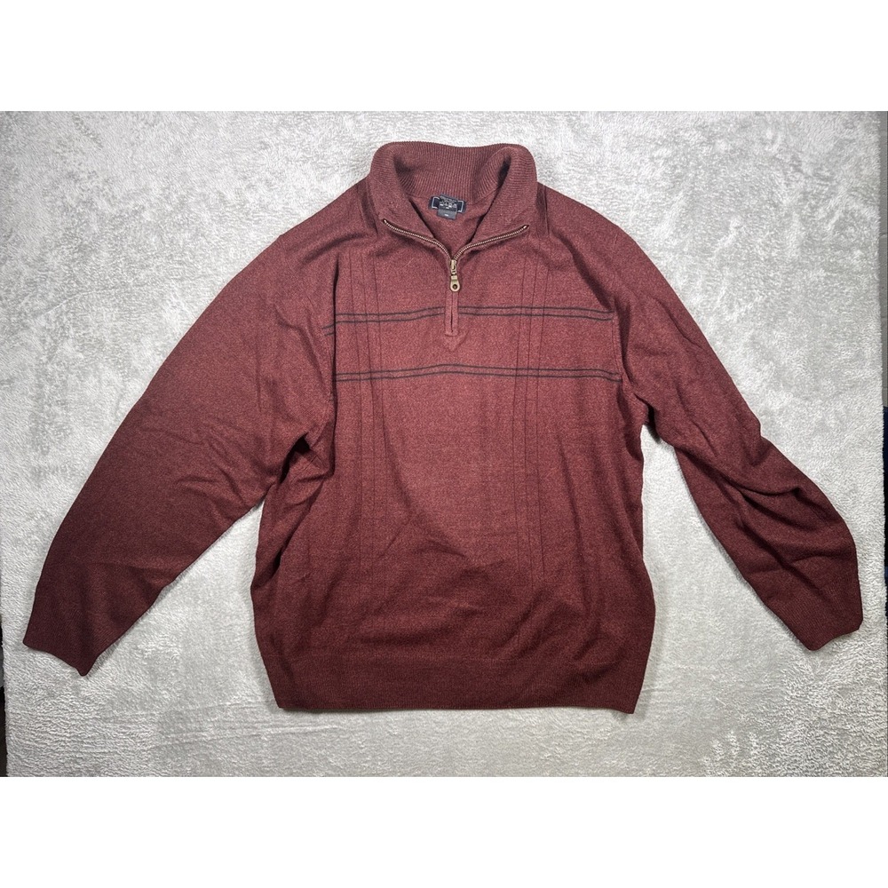 Dockers Mens Maroon Burgundy Sweater Size XXL Long Sleeve Soft Pullover 1/4 Zip
